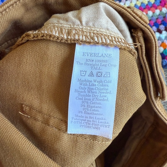 Everlane utility straight leg crop pant Size 8 TALL -  Oak Brown / Tan - Picture 6 of 7